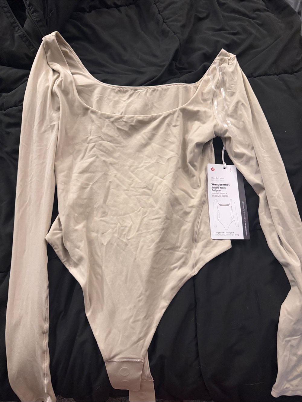 lululemon athletica Long Sleeve Scoop-Neck Bodysuit in Light Beige